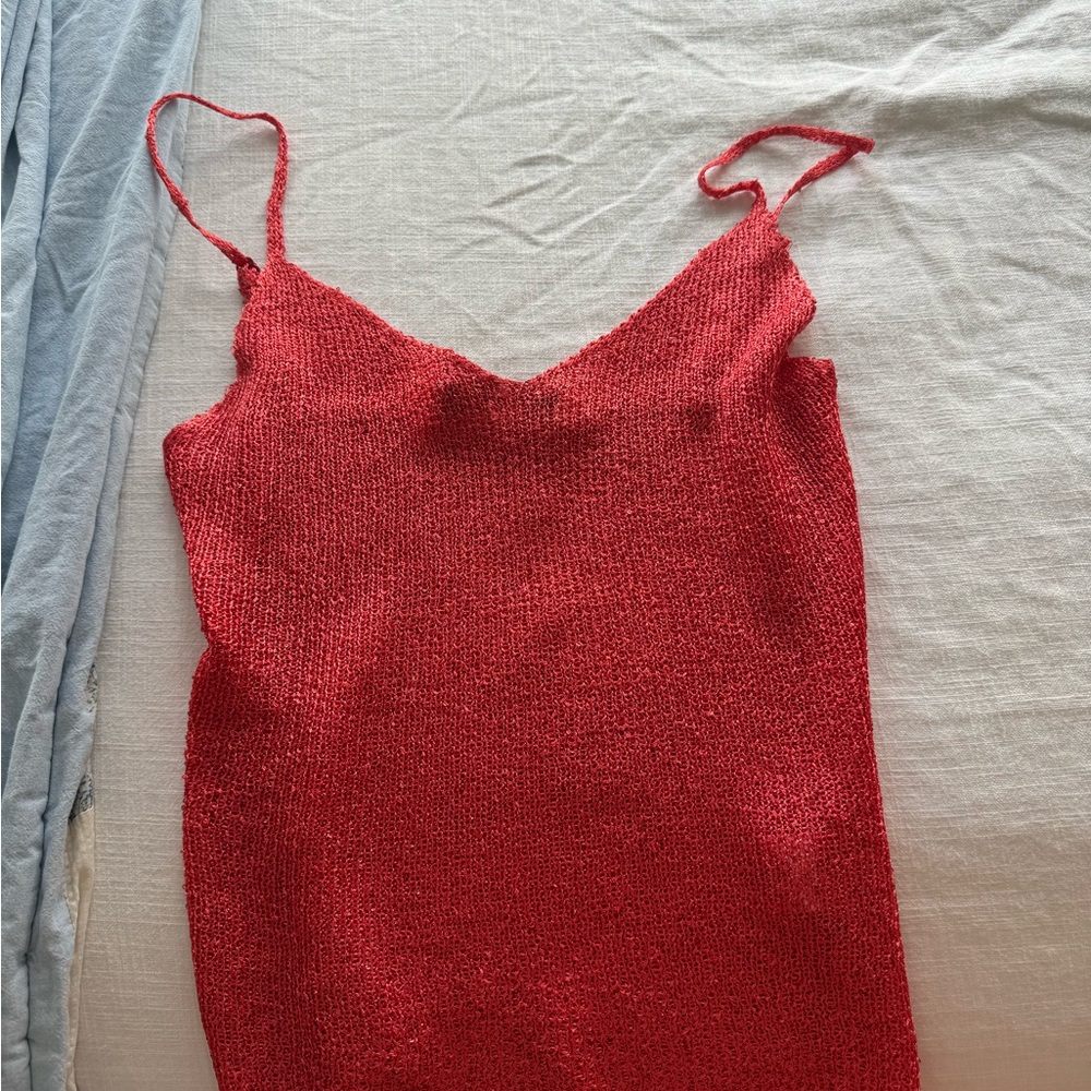 Red Knit Sleeveless Top